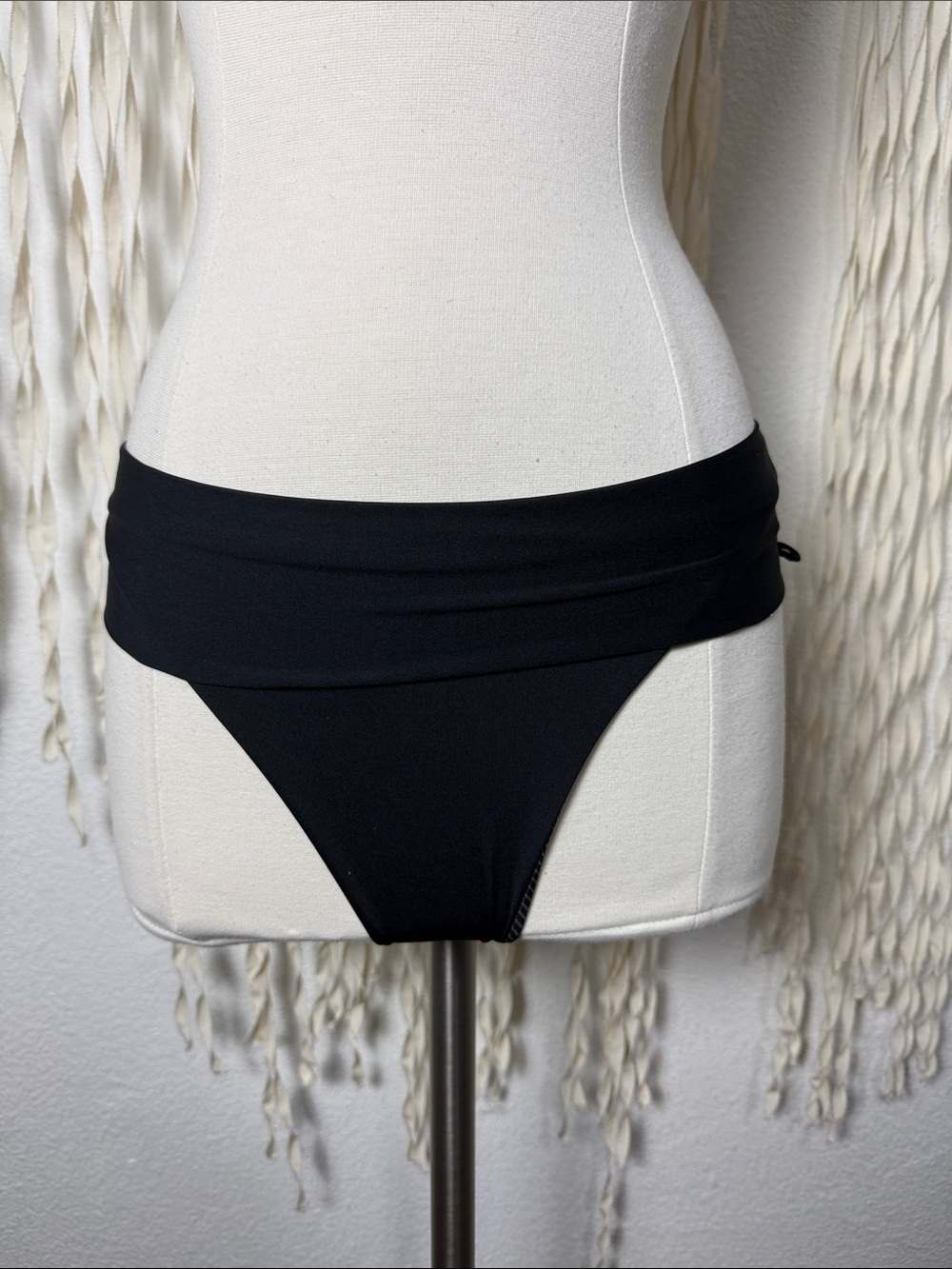 Acacia Black High Rise Fold Over Bikini Bottoms Size M - Picture 4 of 9